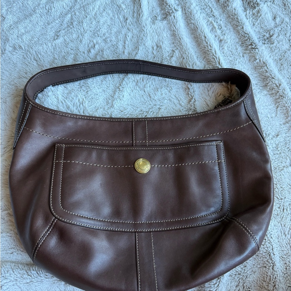 Coach Brown Leather Hobo Purse Shoulder Bag Handbag E0769 11283